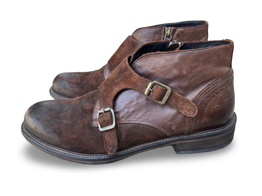 Johnston & Murphy Brown Leather Double Monk Strap Chukka Boots Men’s Size 10